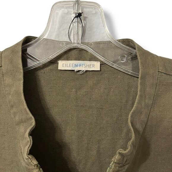 Eileen Fisher Olive Green Cotton Hemp Stretch Jumpsuit Small Medium - Picture 8 of 12